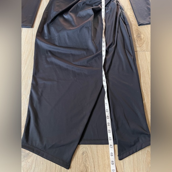 POPILUSH Shapewear Ruched Long Sleeve Faux Wrap Slimming Midi Dress EUC - Picture 10 of 12